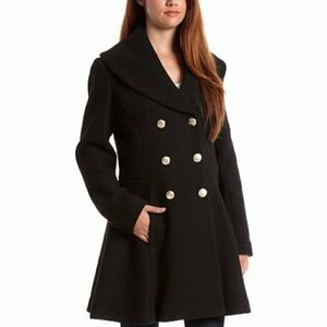 Black Shawl Collar Peacoat - Jessica Simpson